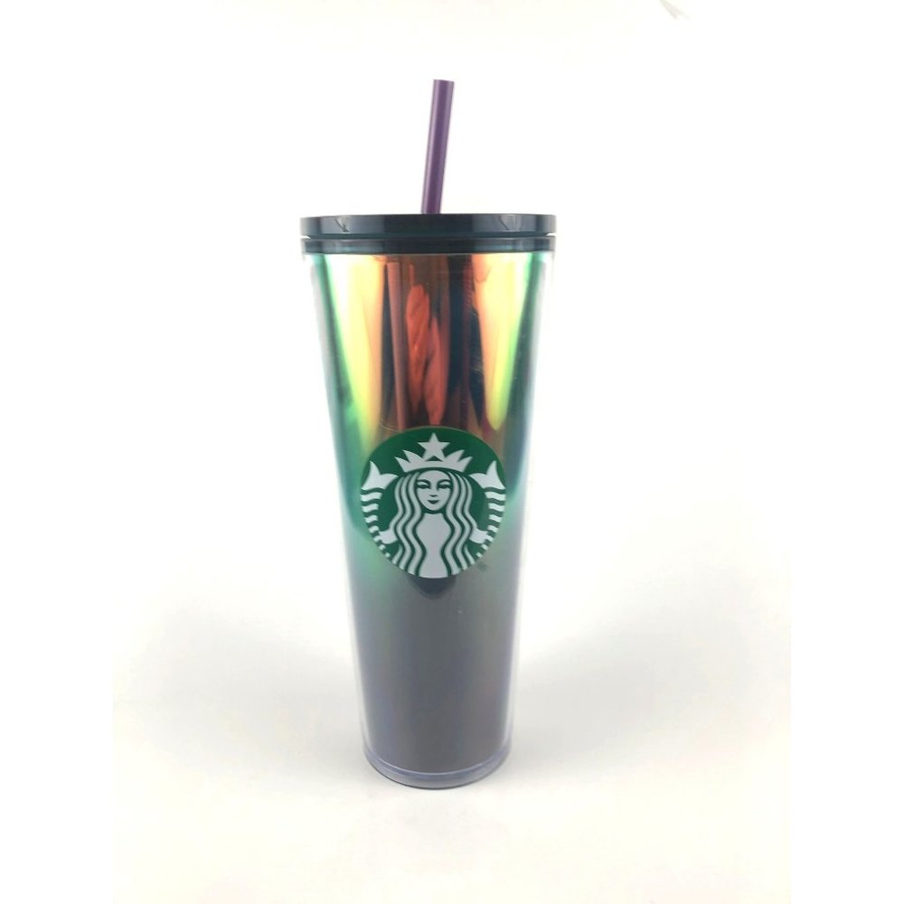 Starbucks Iridescent 2020 Christmas Venti Cold Cup Tumbler - Gold Purple Oil Sli